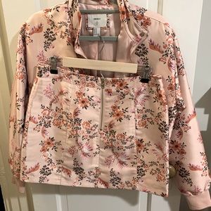 Floral bomber jacket with matching skirt, set